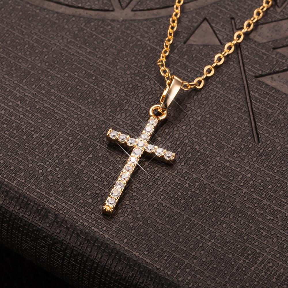 Fashion Female Cross Pendants dropshipping Gold Black Color Crystal Jesus Cross Pendant Necklace Jewelry For Men/Women Wholesale alfredo.barrella7