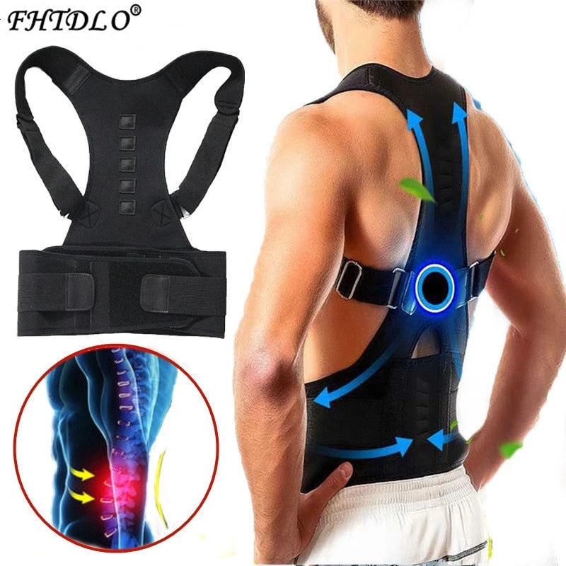 Magnetic therapy posture corrector brace supporter shoulder back support belt menwomen braces and support belt shoulder posture alfamoba