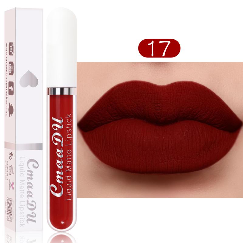 CmaaDu 18 Colors Long Lasting Lip Gloss Matte Velvet Liquid Lipstick Waterproof Moisturizing Lip Makeup Cosmetic TSLM1 alfamoba