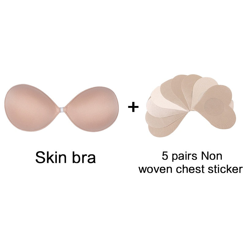 Sexy Sujetador Women's bra Invisible Push Up Bra Self-Adhesive Silicone Seamless Front Closure Sticky Backless Strapless Bra alfamoba