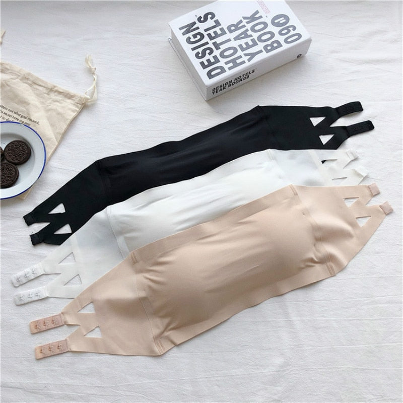 New One Piece Seamless Tube Tops Women Invisible Bra Intimates Strapless Bustier Bandeau Breathable Wrapped Chest Underwear alfamoba