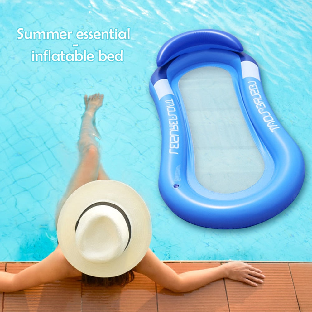 PVC Inflatable Floating Row Sunbath Bed Summer Swimming Pool Party Beach Water Lounger Chairs Pool Air Mattresses alfamoba