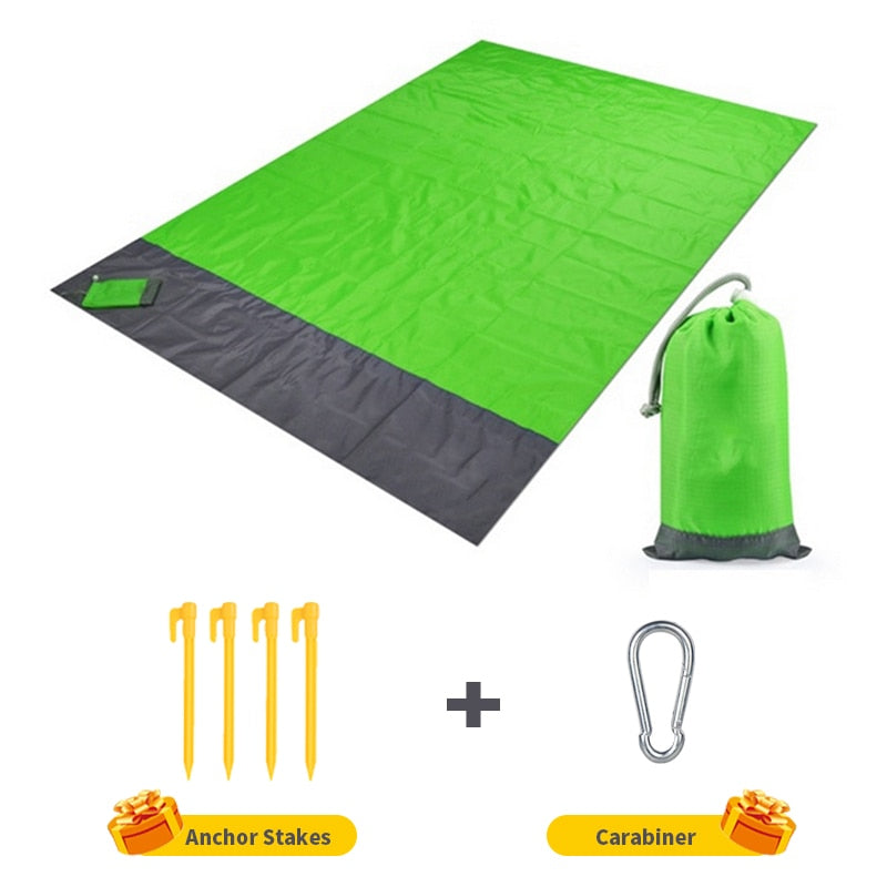 2x2.1m Waterproof Pocket Beach Blanket Folding Camping Mat Mattress Portable Lightweight Mat Outdoor Picnic Mat Sand Beach Mat alfamoba