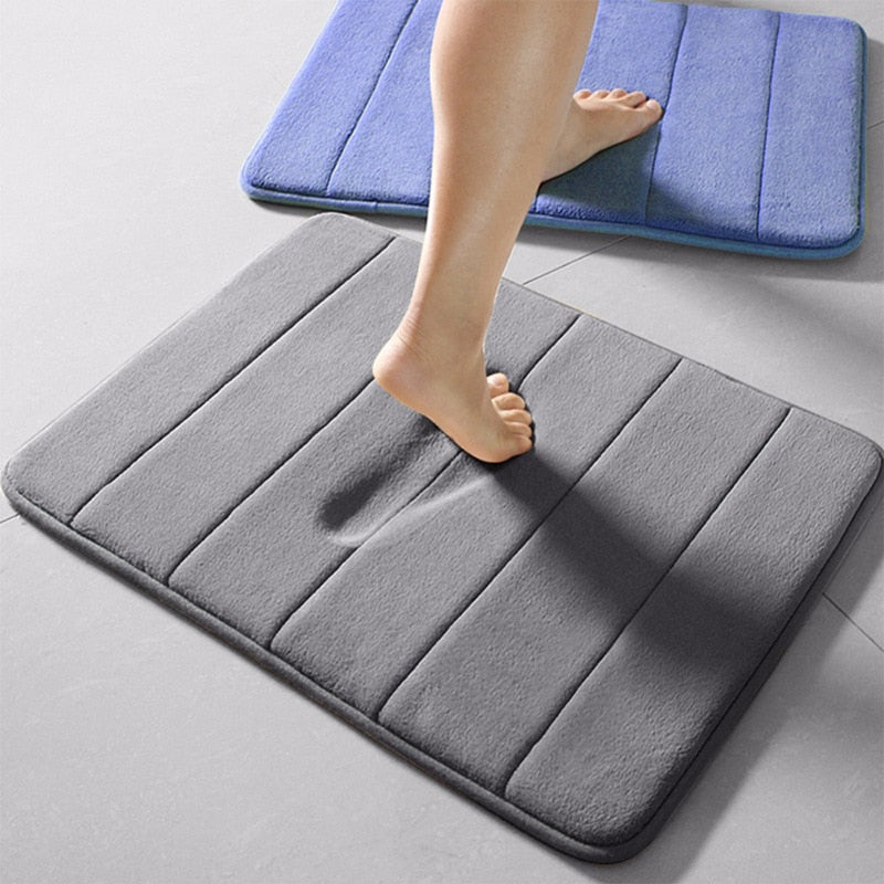 Home Bath Mat Coral Fleece Bathroom Carpet Water Absorption Non-slip Memory Foam Absorbent Washable Rug Toilet Floor Mat alfamoba