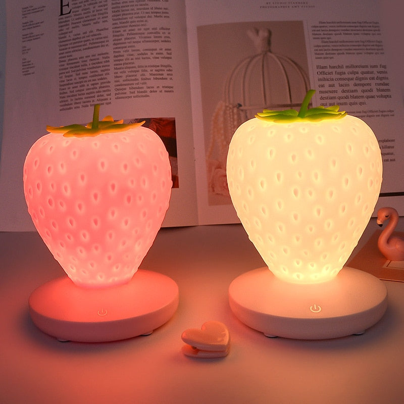 Led Energy-saving Lamp Children with Sleeping Night Light Fun Strawberry Shape USB Charging Silicone Lamp Touch Switch Luminaria alfredo.barrella7