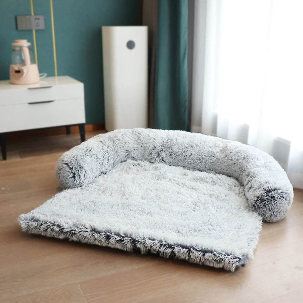 Removable Plush Pet Dog Bed Sofa for Large Dogs House Mat Kennel Winter Warm Cat Bed Pad Washable Dog Cushion Blanket Sofa Cover alfamoba