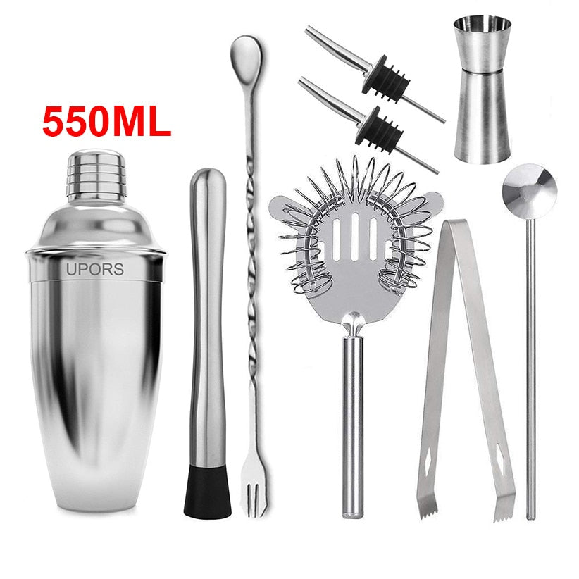 UPORS Stainless Steel Cocktail Shaker Mixer Wine Martini Boston Shaker For Bartender Drink Party Bar Tools 550ML/750ML alfamoba