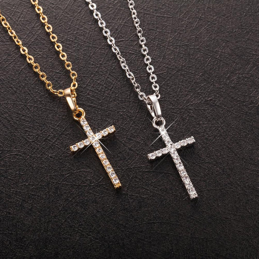 Fashion Female Cross Pendants dropshipping Gold Black Color Crystal Jesus Cross Pendant Necklace Jewelry For Men/Women Wholesale alfredo.barrella7