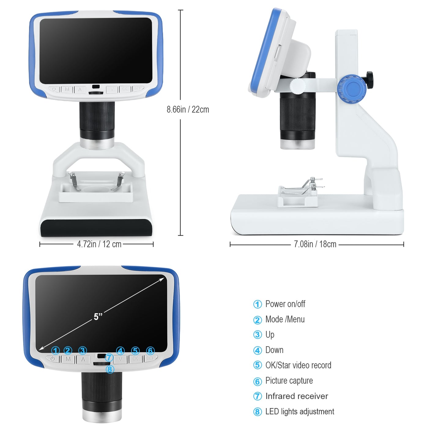 Andonstar AD205 Digital Desktop Mini Microscope with 5 Inch LCD Screen Student Educational Biologic for Kids Children Gift alfamoba