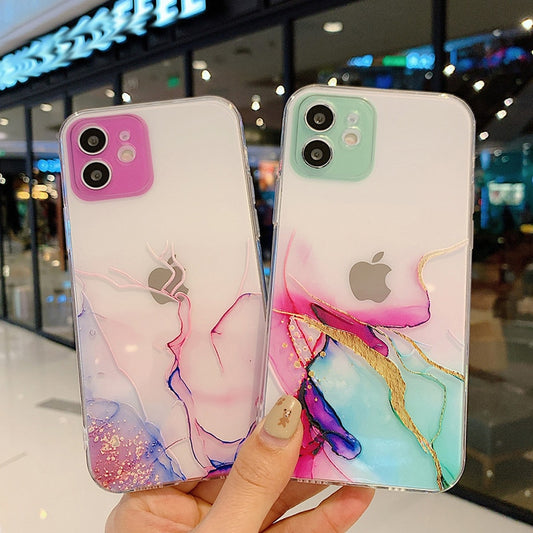 Watercolor Painting Phone Case For iPhone 12 Pro 11 Pro Max X XR XS Max 7 8 6s Plus SE 2020 Clear Shockproof Soft TPU Back Cover alfamoba