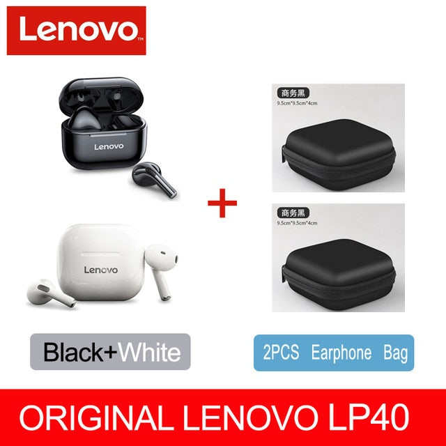 NEW Original Lenovo TWS Wireless Earphone Bluetooth 5.0 Dual Stereo MINI Reduction Bass Touch Control Long Standby 300mAH LP40 alfamoba