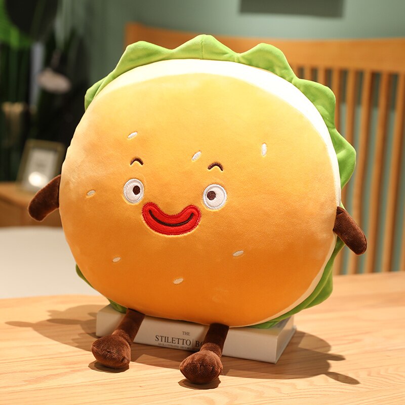 New Creative Plush Soft Hamburger Macaron Pillow Soft Baby Sleeping Toys Sofa Cushion Hand Warmer Bag Pendant For Kids Gifts alfamoba