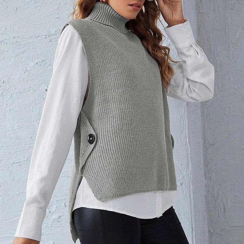 Sweater Vest V-Neck Knitted  Vest Women's Sweater Autumn and Winter Loose Wild Vest Fashion Clothes Sleeveless Sweater pull 1108-1 alfamoba