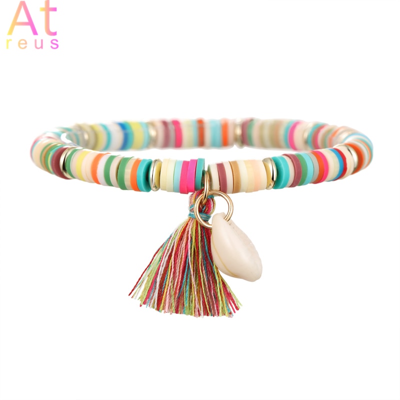 Multicolor Tassel Anklet Bohemian Jewelry For Women Acrylic Beaded Elastic Chain Ankle Chain Leg Foot Chain alfamoba