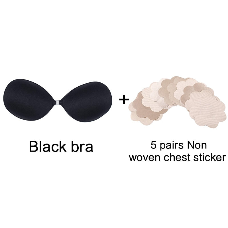 Sexy Sujetador Women's bra Invisible Push Up Bra Self-Adhesive Silicone Seamless Front Closure Sticky Backless Strapless Bra alfamoba