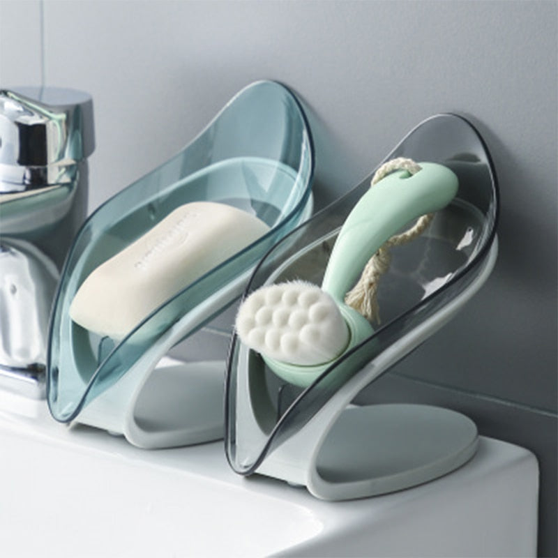 Bathroom Soap Holder Leaf Shape Soap Box Kitchen Dish Storage Box Non-slip Drain Soap Storage Case Container Bathroom accessorie alfamoba