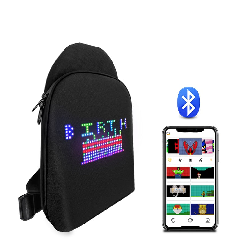 Newest Bluetooth Version Smart Pix LED Backpack For Women Men DIY Dynamic LED Messenger Bag Chest Sling Bag With Led Display alfamoba