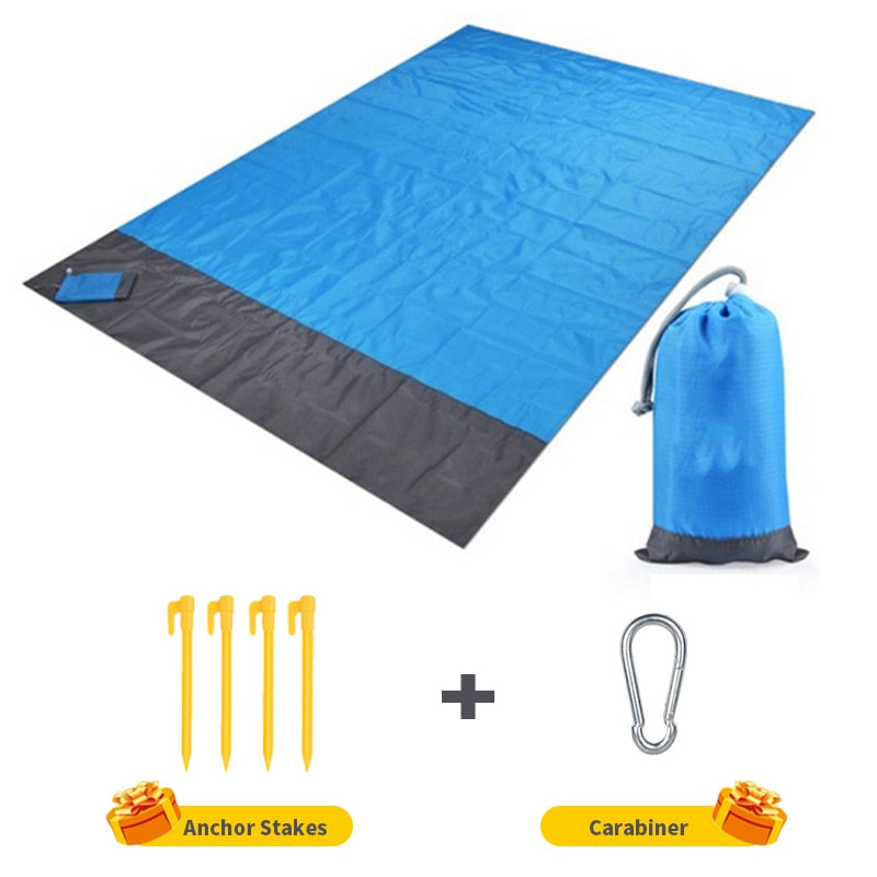 2x2.1m Waterproof Pocket Beach Blanket Folding Camping Mat Mattress Portable Lightweight Mat Outdoor Picnic Mat Sand Beach Mat alfamoba