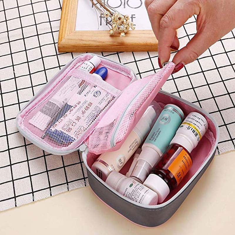 Mini Medical First Aid Bag Outdoor Travel Empty Storage Bag Medicine Organizer Survival Emergency Kits Pink Gray for Camping alfamoba