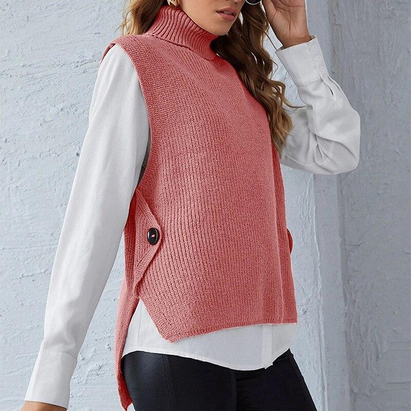 Sweater Vest V-Neck Knitted  Vest Women's Sweater Autumn and Winter Loose Wild Vest Fashion Clothes Sleeveless Sweater pull 1108-1 alfamoba