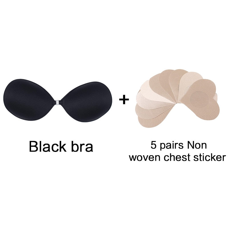 Sexy Sujetador Women's bra Invisible Push Up Bra Self-Adhesive Silicone Seamless Front Closure Sticky Backless Strapless Bra alfamoba