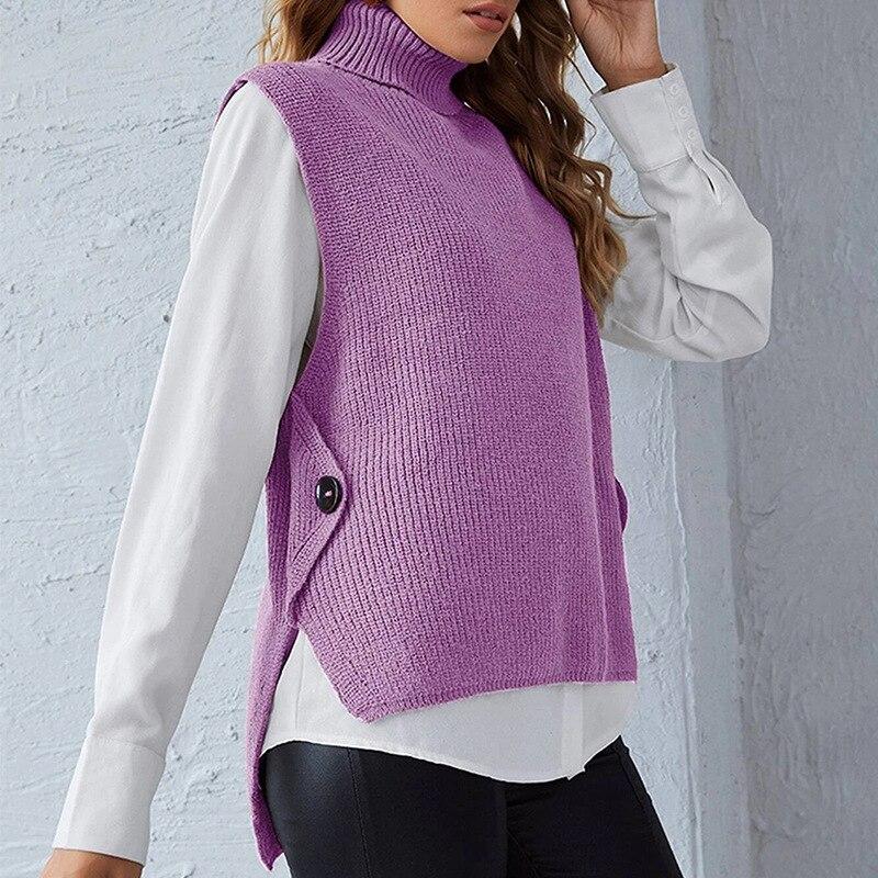 Sweater Vest V-Neck Knitted  Vest Women's Sweater Autumn and Winter Loose Wild Vest Fashion Clothes Sleeveless Sweater pull 1108-1 alfamoba