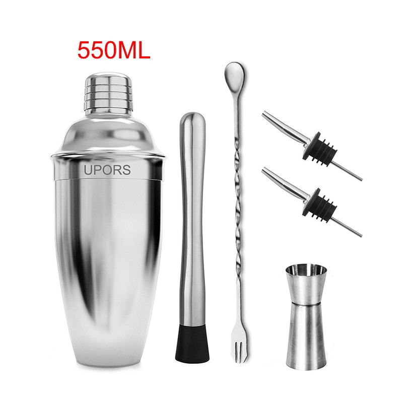 UPORS Stainless Steel Cocktail Shaker Mixer Wine Martini Boston Shaker For Bartender Drink Party Bar Tools 550ML/750ML alfamoba