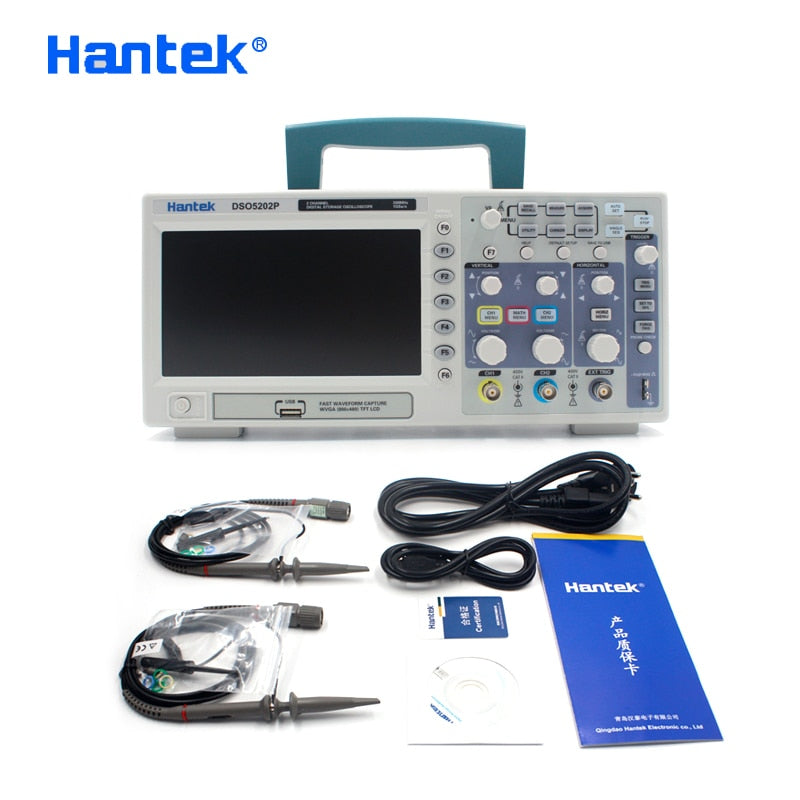 Digital Oscilloscope 200MHz Hantek DSO5202P  bandwidth 2 Channels PC USB LCD Portable Osciloscopio Portatil Electrical Tools alfamoba