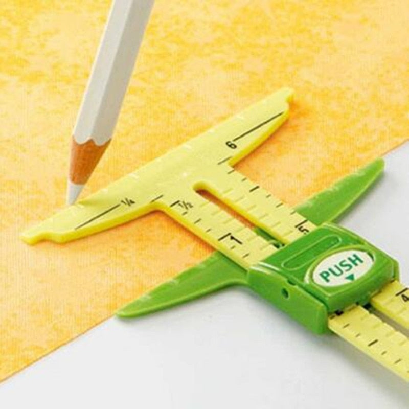 High Quality 5-IN-1 SLIDING GAUGE WITH NANCY Measuring Sewing Tool Patchwork Tool Ruler Tailor Ruler Tool Accessories Home Use alfamoba