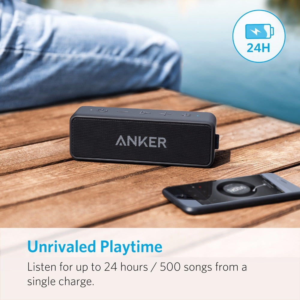 Anker Soundcore 2 Portable Bluetooth Wireless Speaker Better Bass 24-Hour Playtime 66ft Bluetooth Range IPX7 Water Resistance alfamoba