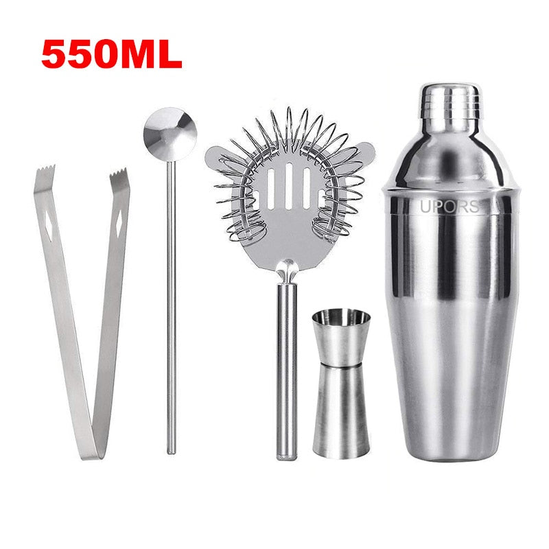 UPORS Stainless Steel Cocktail Shaker Mixer Wine Martini Boston Shaker For Bartender Drink Party Bar Tools 550ML/750ML alfamoba