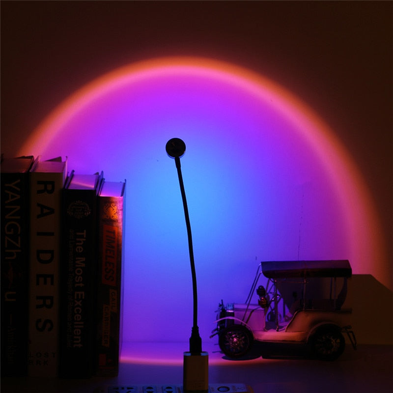 Sunset Lamp USB Rainbow Projector Atmosphere Night Light Home Decoration Photography Lighting Coffee Shop Wall Decor Lights alfamoba