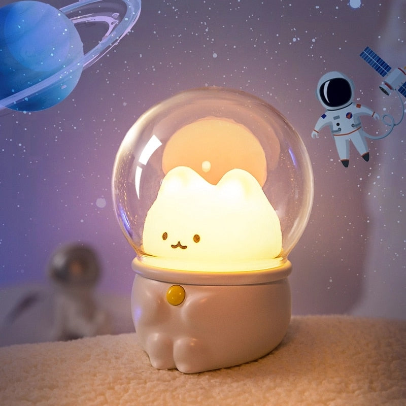 LED Night Light Space Capsule Cute Cat Rabbit Lamp kawaii For Kid Baby Children Bedroom Bedside Decor Light Soft Warm Gift Lamps alfamoba