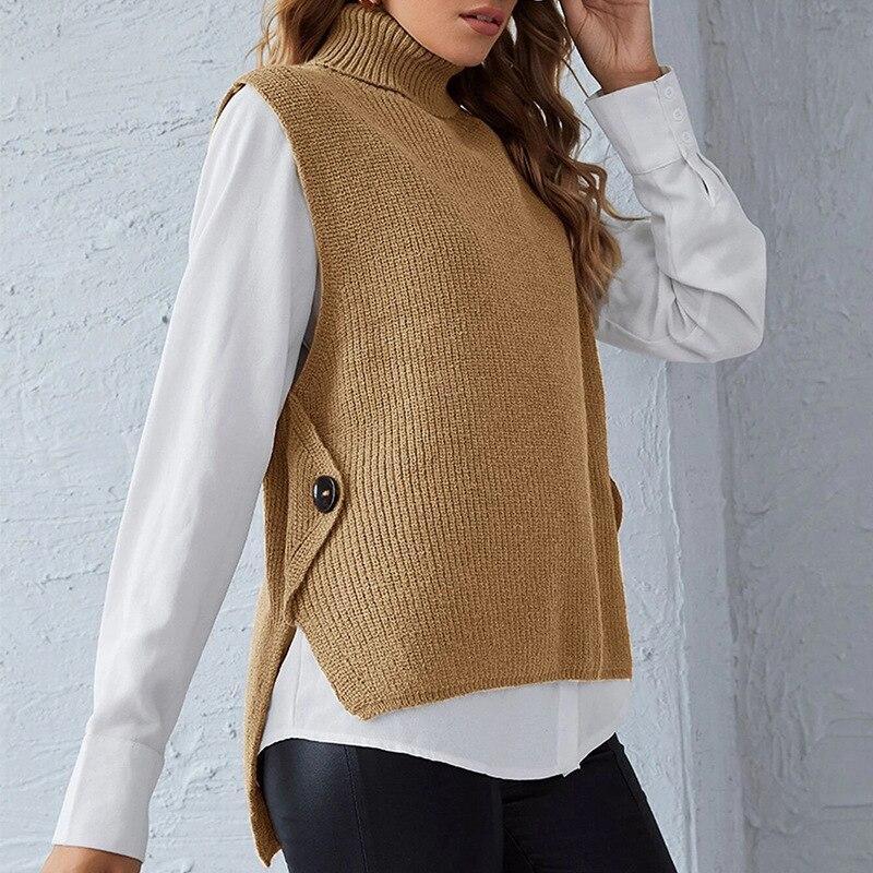 Sweater Vest V-Neck Knitted  Vest Women's Sweater Autumn and Winter Loose Wild Vest Fashion Clothes Sleeveless Sweater pull 1108-1 alfamoba