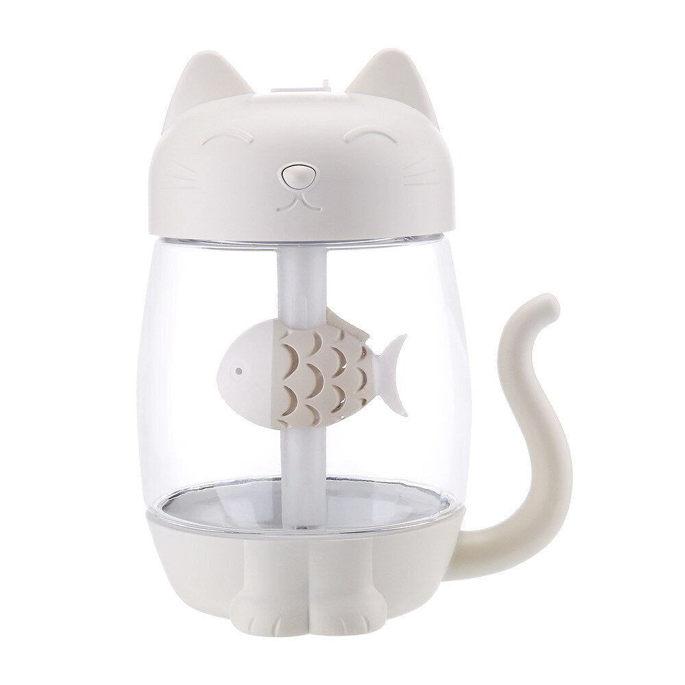 Three-in-one cat humidifier, colorful lights, cat Xiaoyu office desktop USB mini humidifier alfamoba