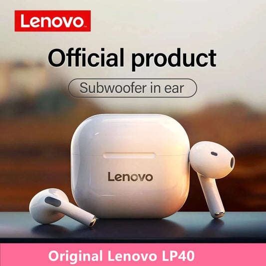 NEW Original Lenovo TWS Wireless Earphone Bluetooth 5.0 Dual Stereo MINI Reduction Bass Touch Control Long Standby 300mAH LP40 alfamoba