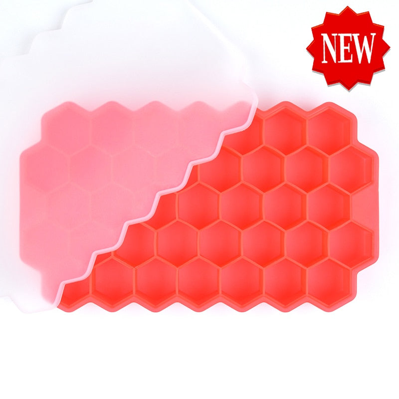 SILIKOLOVE Honeycomb Ice Cube Trays with Removable Lids Silica Gel Ice Cube Mold BPA Free alfamoba