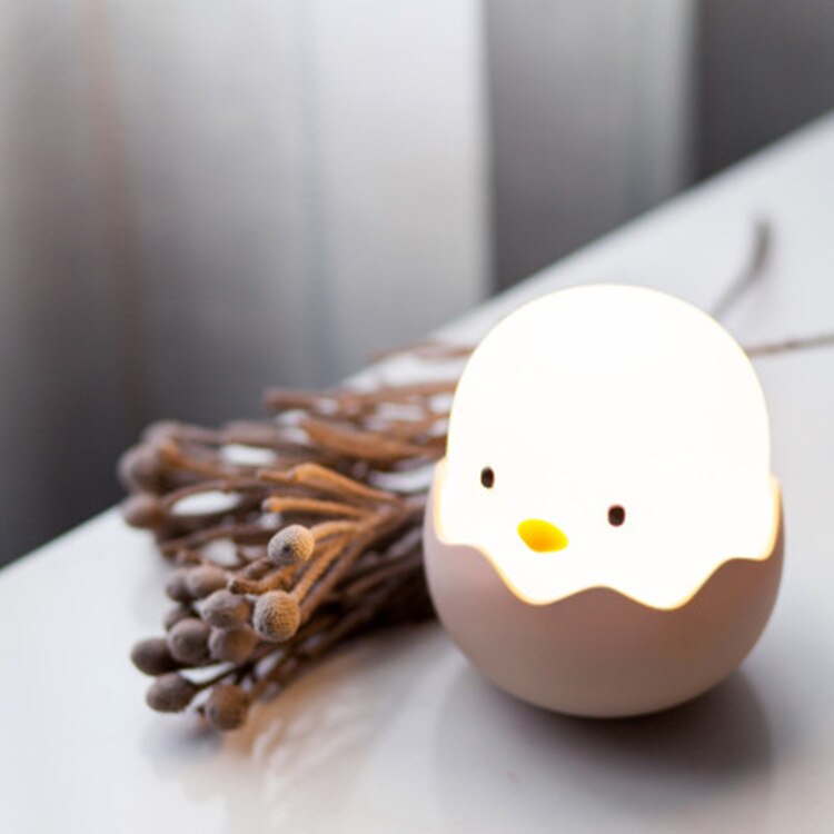 LED Cute Night Light Soft Silicone USB Charging Children Bedside Chick Touch Night Lamp For Kids Bedroom Animal Decor Gift alfamoba