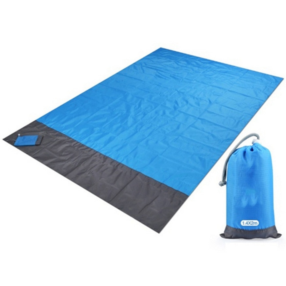 2x2.1m Waterproof Pocket Beach Blanket Folding Camping Mat Mattress Portable Lightweight Mat Outdoor Picnic Mat Sand Beach Mat alfamoba