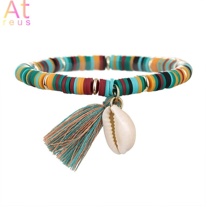 Multicolor Tassel Anklet Bohemian Jewelry For Women Acrylic Beaded Elastic Chain Ankle Chain Leg Foot Chain alfamoba