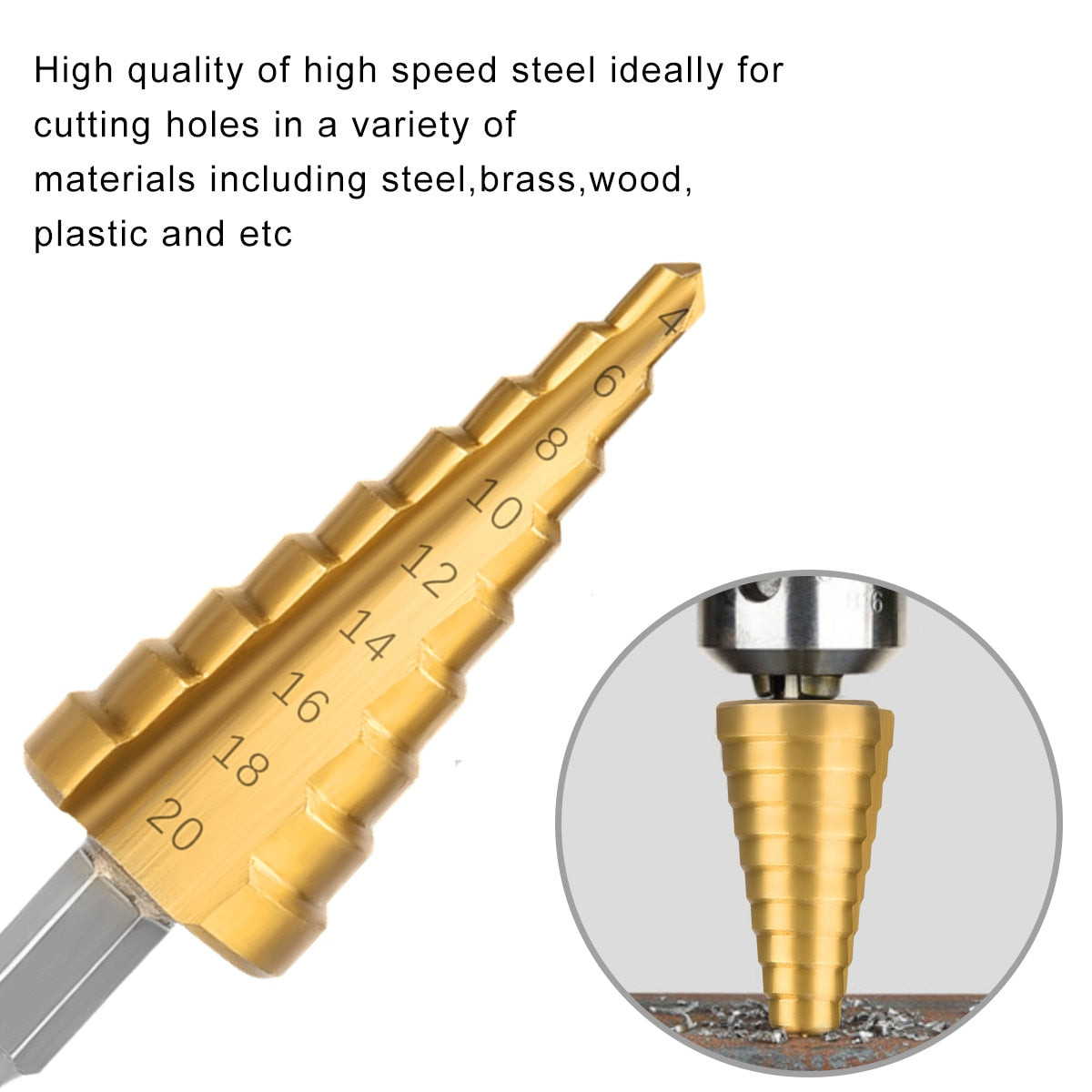 3Pcs/set 3-12mm 4-12mm 4-20mm HSS Straight Groove Step Drill Bit Titanium Coated Wood Metal Hole Cutter Core Drilling Tools Set alfamoba