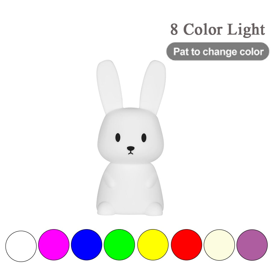 Colorful Silicone LED Night Light Cute Animal Soft Cartoon USB Rechargeable Lamps For kids Children Bedroom Baby Christmas Gift alfamoba