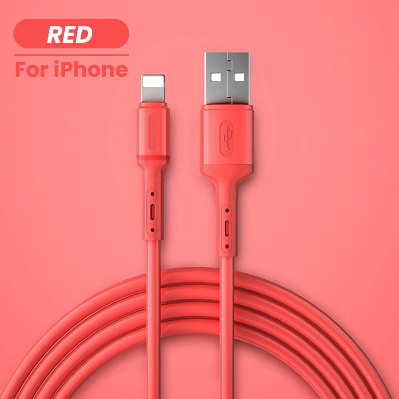 USB Cable For iPhone 12 11 Pro Max X XR XS 8 7 6 6s 5 5s Fast Data Charging Charger USB Wire Cord Liquid Silicone Cable 1/1.5/2M alfredo.barrella7