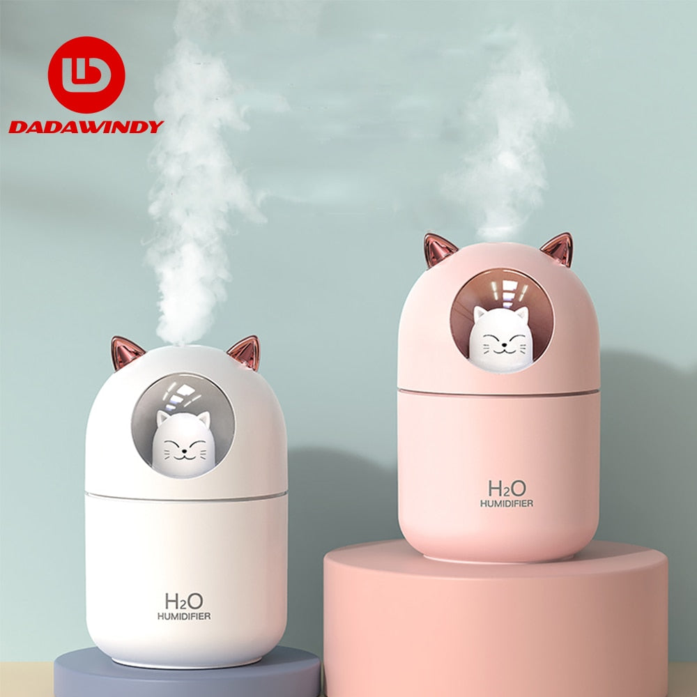 DADAWINDY Portable 300ml Electric Air Humidifier Aroma Oil Diffuser USB Cool Mist Sprayer with Colorful Night Light for Home Car alfamoba