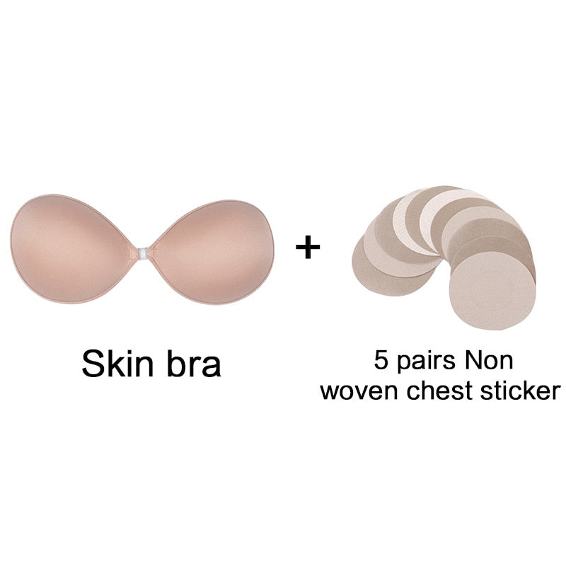 Sexy Sujetador Women's bra Invisible Push Up Bra Self-Adhesive Silicone Seamless Front Closure Sticky Backless Strapless Bra alfamoba