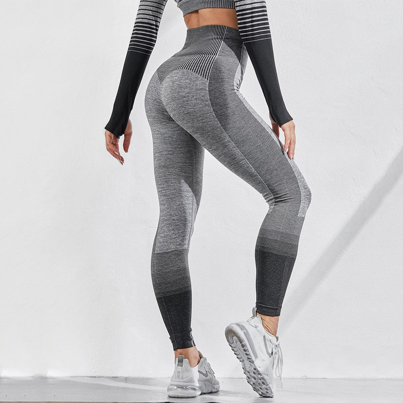 Women Sexy Push Up High Waist Leggings Gym Activewear Seamless Legging Knitting Workout Femme Jegging alfamoba