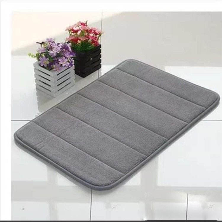 Home Bath Mat Coral Fleece Bathroom Carpet Water Absorption Non-slip Memory Foam Absorbent Washable Rug Toilet Floor Mat alfamoba