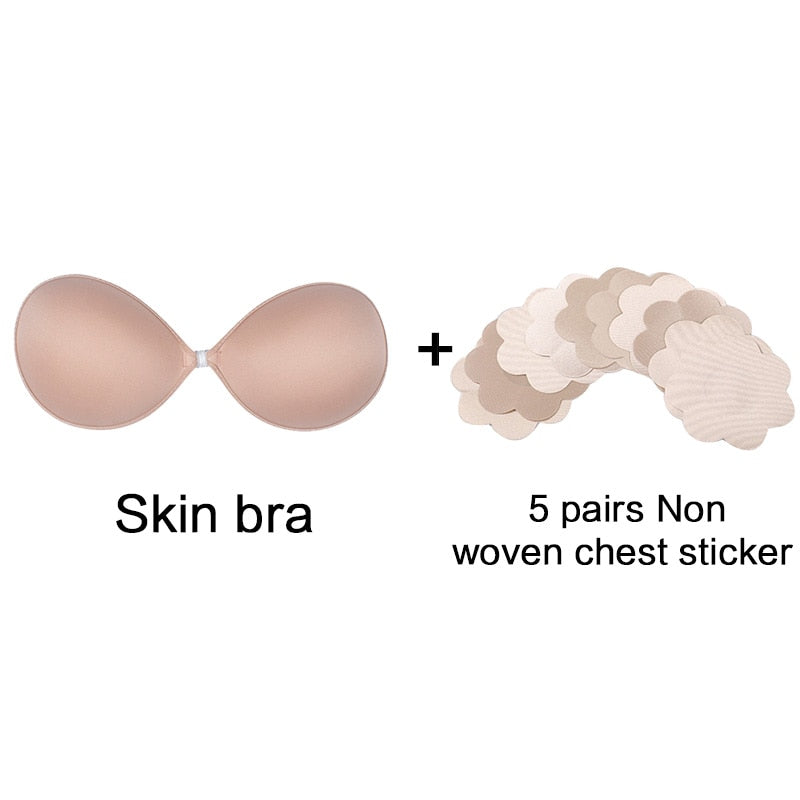 Sexy Sujetador Women's bra Invisible Push Up Bra Self-Adhesive Silicone Seamless Front Closure Sticky Backless Strapless Bra alfamoba