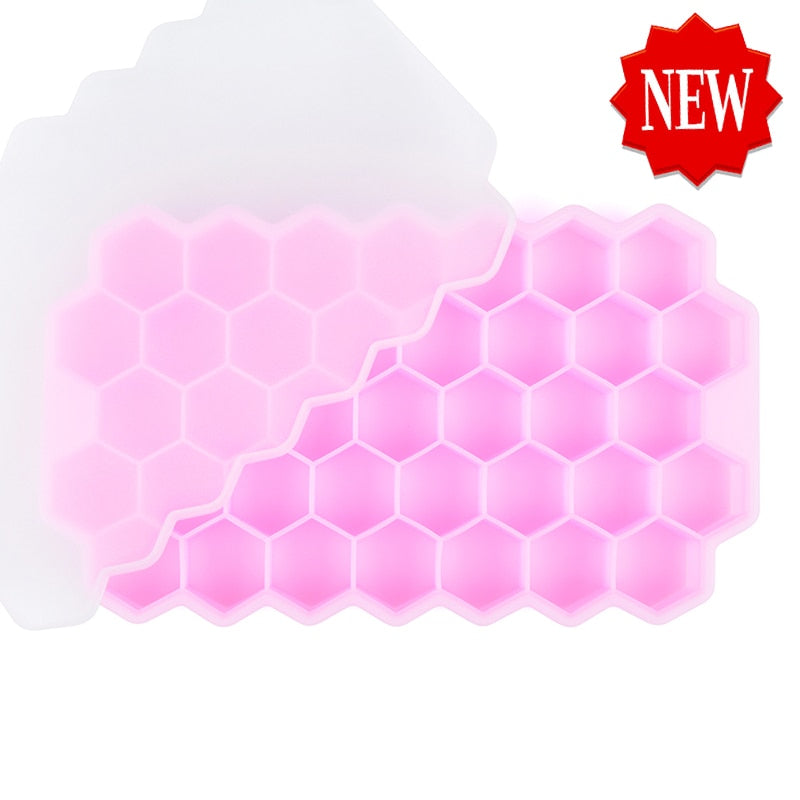 SILIKOLOVE Honeycomb Ice Cube Trays with Removable Lids Silica Gel Ice Cube Mold BPA Free alfamoba