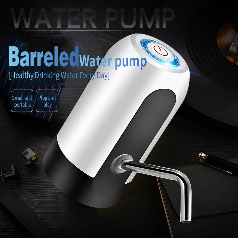 Bottle Pump USB Charging Automatic Electric Water Dispenser Pump One Click Auto Switch Drinking Dispenser alfamoba